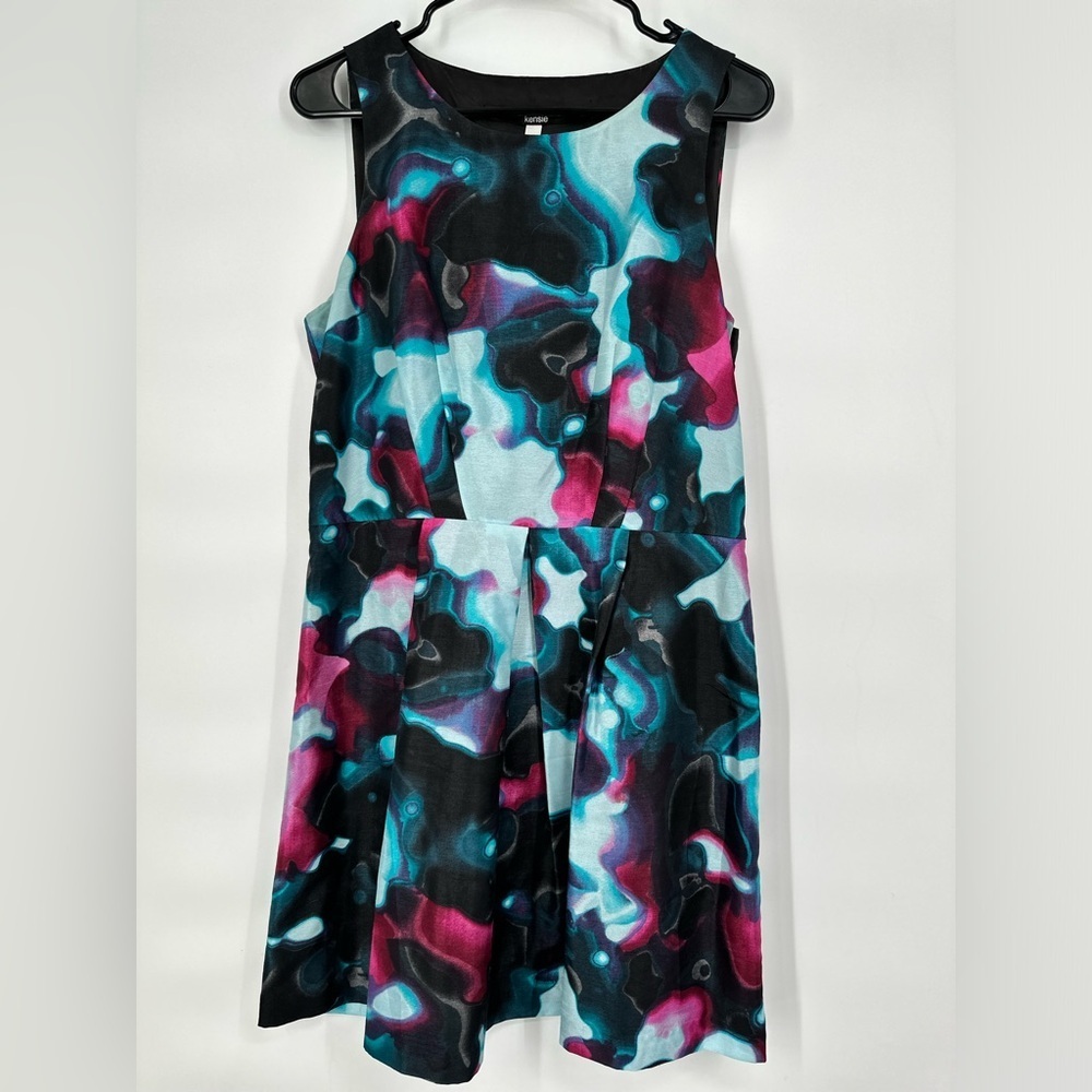 Kensie Watercolor Abstract Print Sleeveless Dress